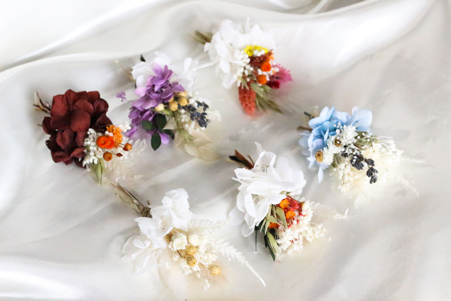 6 Stück Hochzeits-Knopflöcher für Braut und Bräutigam, verschiedene Farben für Boutonniere zur Hochzeit