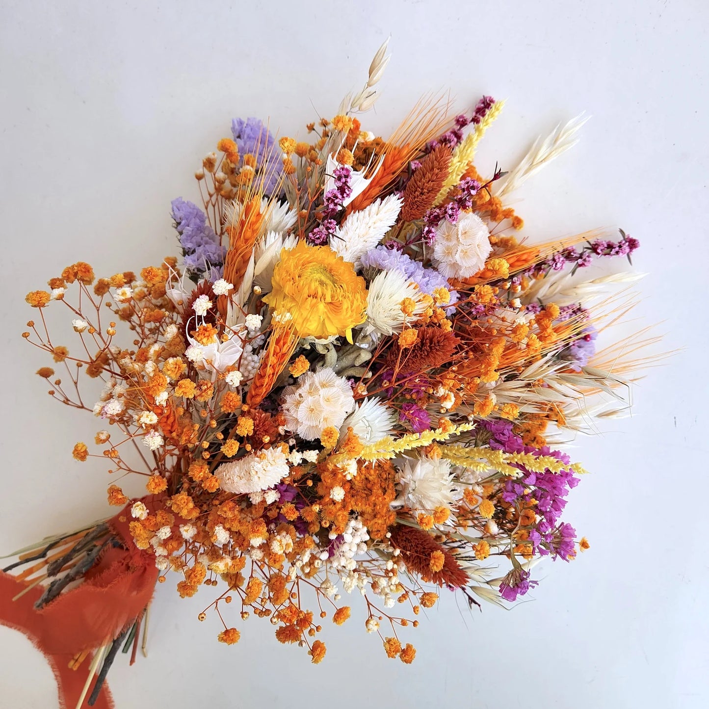 Bouquet de mariage rustique de fleurs séchées, thème d’automne, fleur de mariage