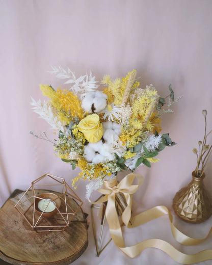 Bouquet de mariée jaune éternel