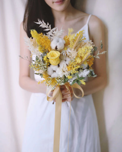 Bouquet de mariée jaune éternel