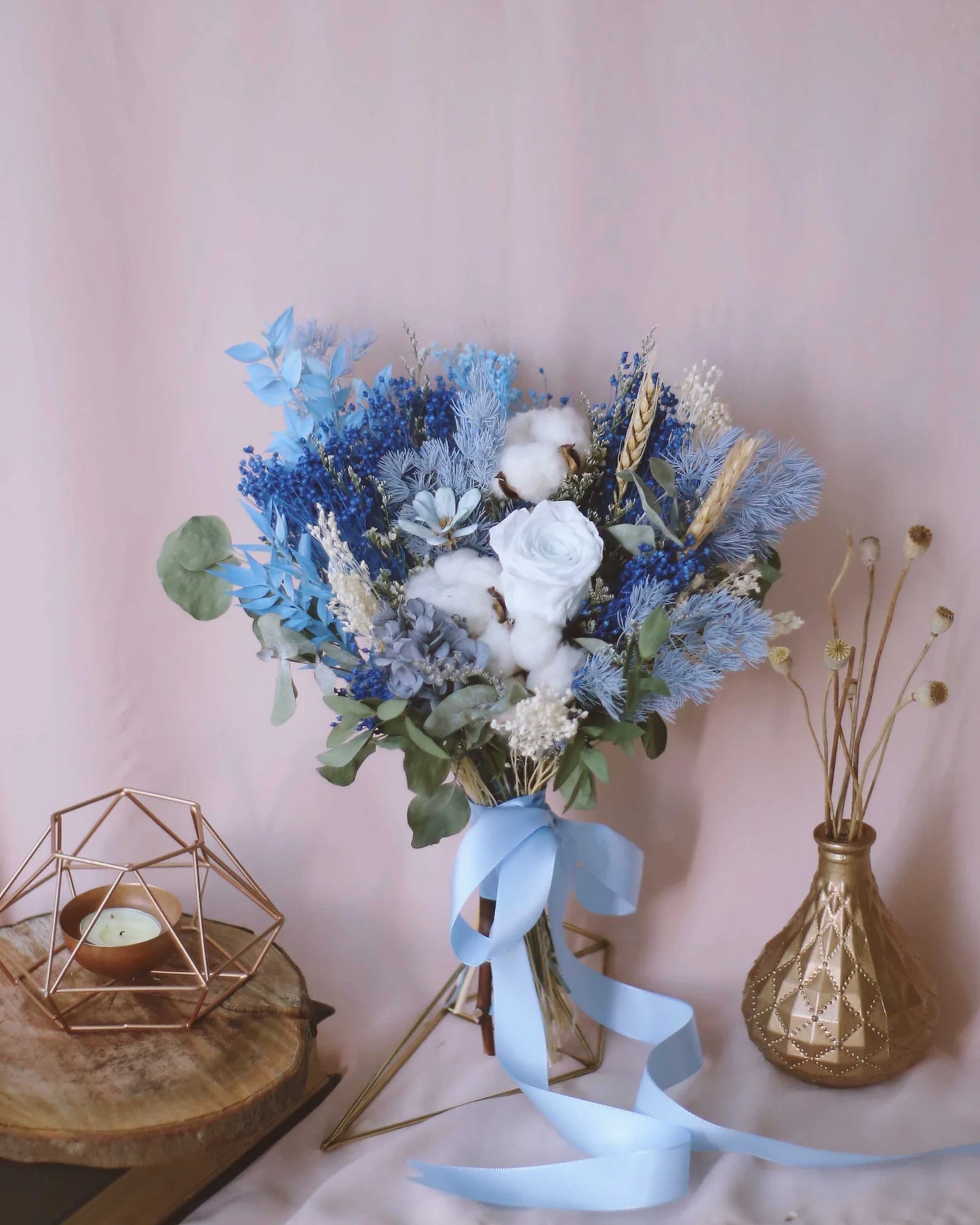 Bouquet de mariée bleu éternel