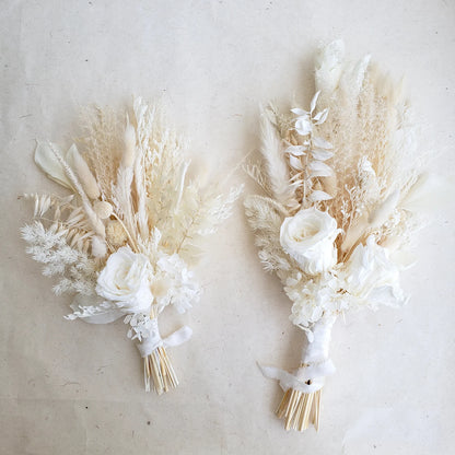 White Dried Flower Bouquet, Ivory Wedding Bouquet, Wedding Flower Arrangement, Interior Decoration