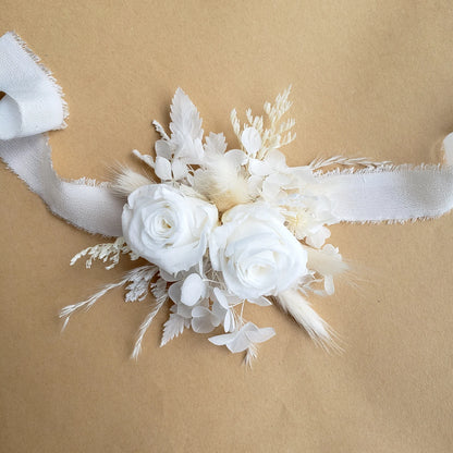 White Dried Flower Bouquet, Ivory Wedding Bouquet, Wedding Flower Arrangement, Interior Decoration