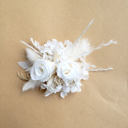 White Dried Flower Bouquet, Ivory Wedding Bouquet, Wedding Flower Arrangement, Interior Decoration