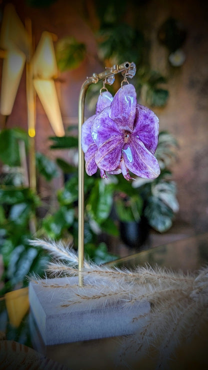 Classe de boucle d'oreille florale d'orchidée bricolage en résine