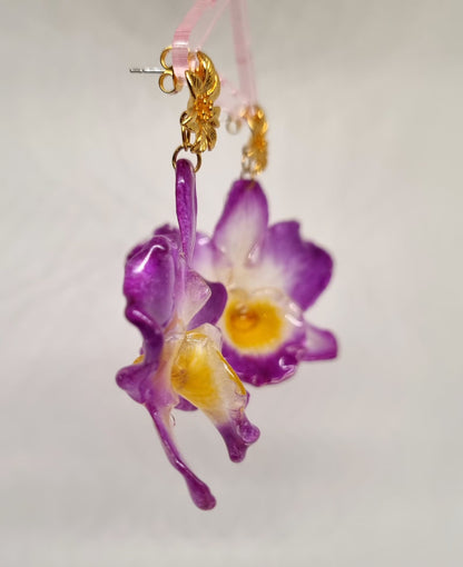 Classe de boucle d'oreille florale d'orchidée bricolage en résine