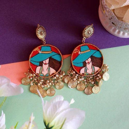 Hand-painted wooden earrings