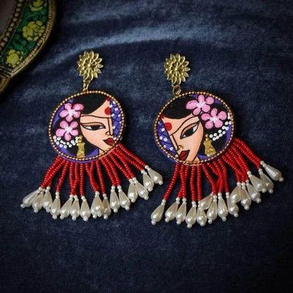 Hand-painted wooden earrings