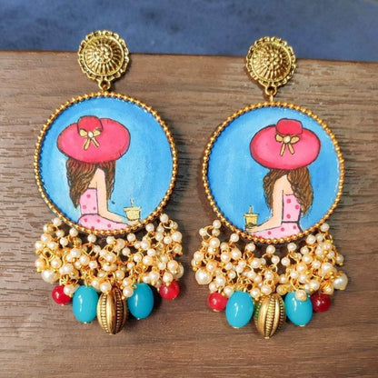 Hand-painted wooden earrings