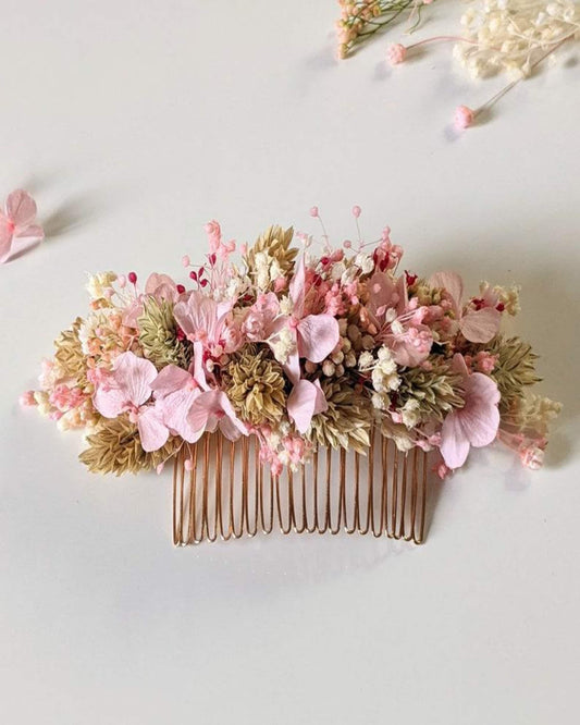 BELLA Hochzeitshaarkamm für die Braut, Peigne de mariee en rose couleur